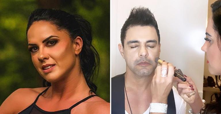 Nas redes, Graciele Lacerda surge fazendo make de Zezé Di Camargo antes de show
