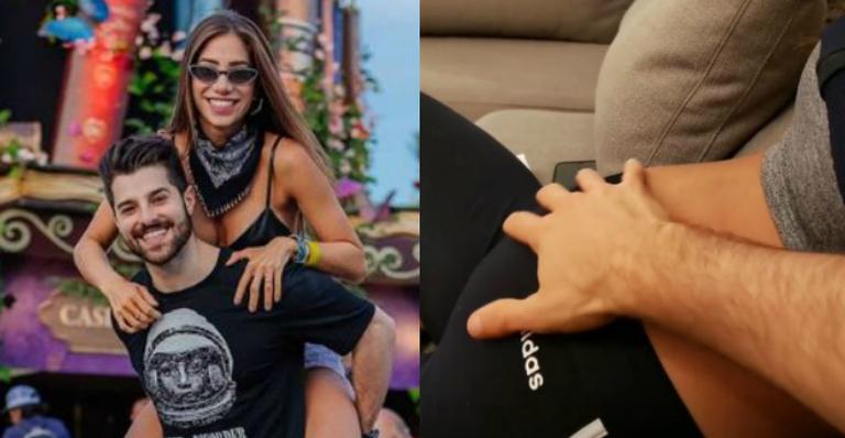Alok acaricia barriguinha de seis meses da esposa e se emociona ao sentir bebê pela primeira vez