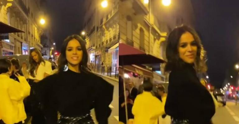 Bruna Marquezine dança muito ao lado das amigas nas ruas de Paris com look chiquérrimo