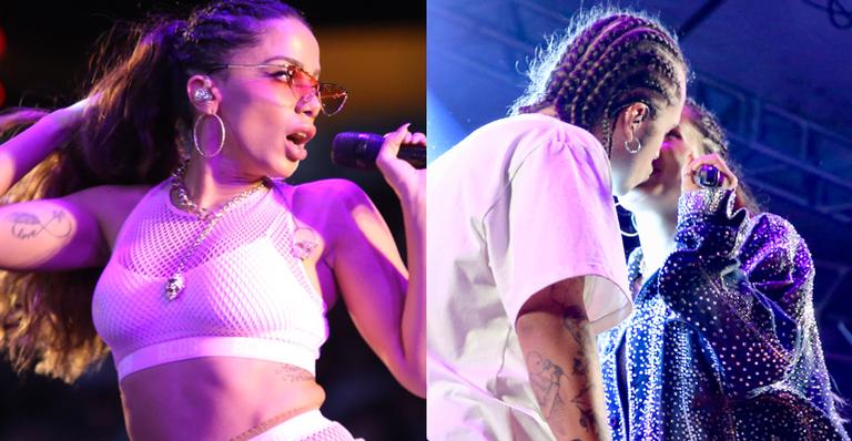 Anitta causa em show com look sexy, corpão em evidência e carícias em cima do palco