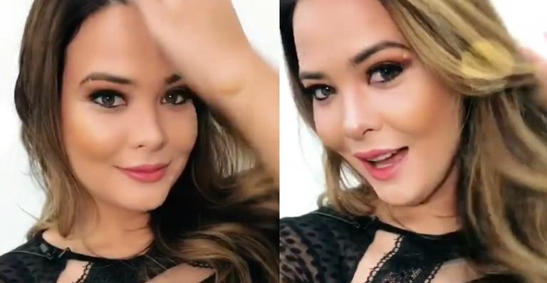 Geisy Arruda faz charme de micro-saia e blusa transparente e quase mostra demais