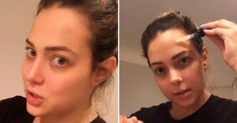 Carol Dantas coloca Valentin para ninar enquanto grava tutorial de maquiagem: ”Vida de mãe é assim”