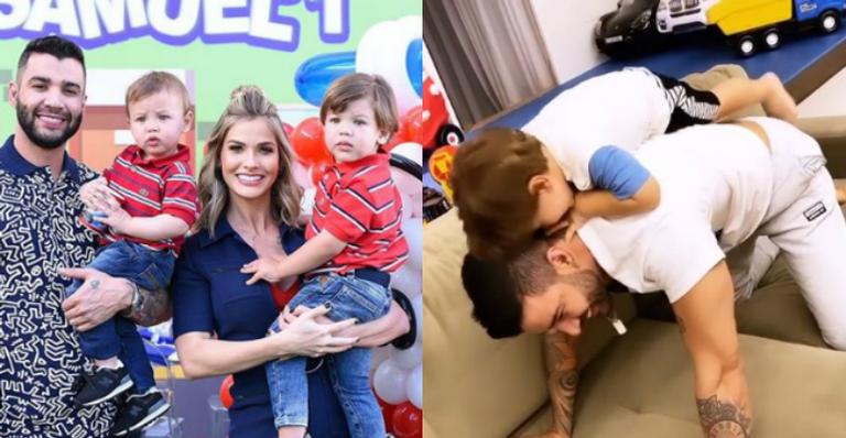 Andressa Suita e Gusttavo Lima reencontram filhos após semanas longe e momento derrete web