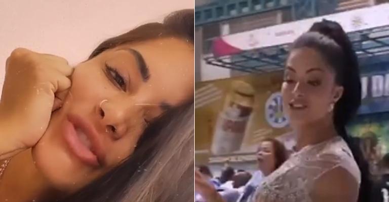 Aline Riscado causa e samba muito com micro bermudinha jeans e top transparente