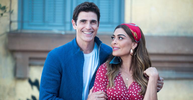 Reynaldo Gianecchini posa ao lado de Juliana Paes e dispara: ”Felizes para sempre”