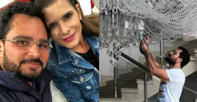 Luciano Camargo espanta internautas com lustre gigantesco e luxuoso em sua mansão