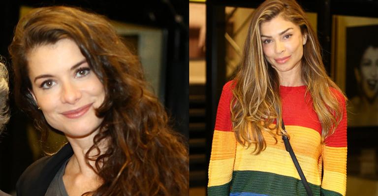 Grazi Massafera vai ao teatro prestigiar peça de Alinne Moraes e tieta a atriz