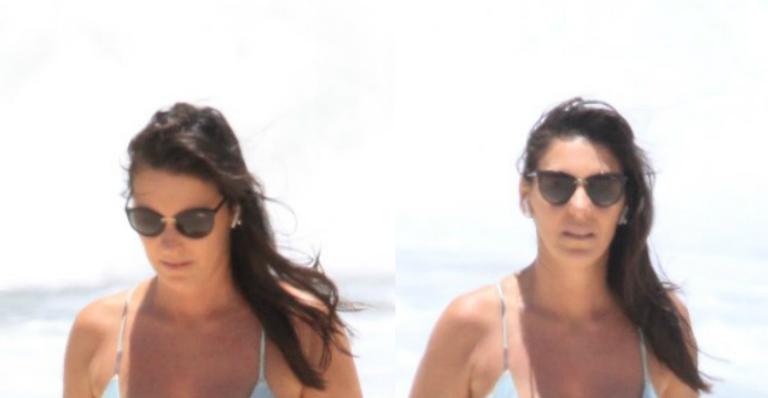 Glenda Kozlowski renova bronze em dia de praia no Rio de Janeiro e mostra boa forma