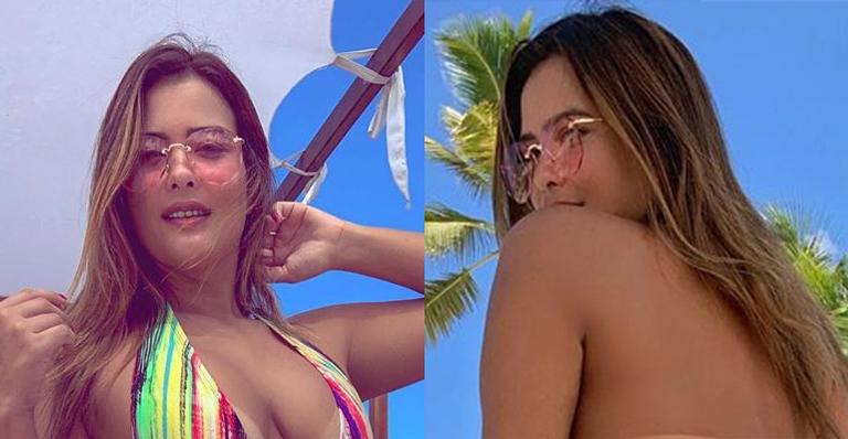 Geisy Arruda é traída por maiô cavado e quase deixa intimidade de fora