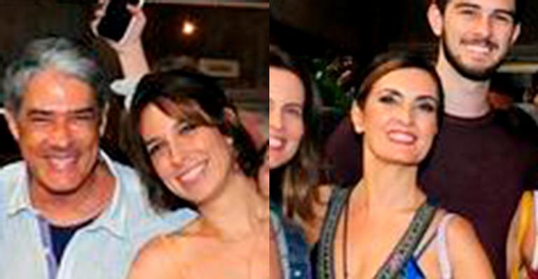 Fátima Bernardes posa com o ex-marido e sua atual esposa após espetáculo de dança