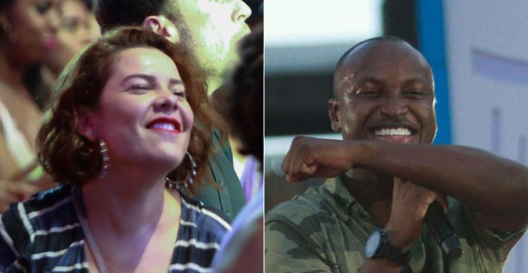 Fernanda Souza surge bem soltinha ao acompanhar de camarote show do ex-marido, Thiaguinho