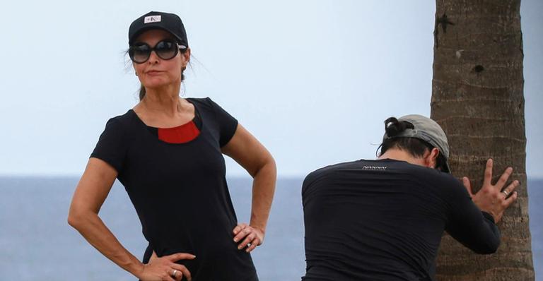 Fátima Bernardes é flagrada fazendo exercícios ao lado de Túlio Gadêlha em momento de parceria
