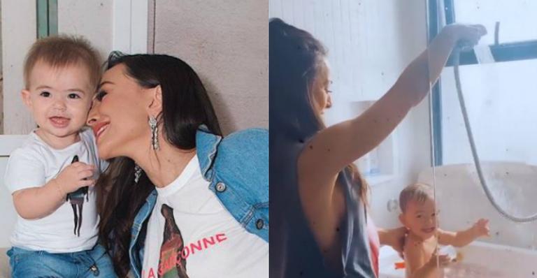 Sabrina Sato se diverte com Zoe no banho e momento derrete fãs