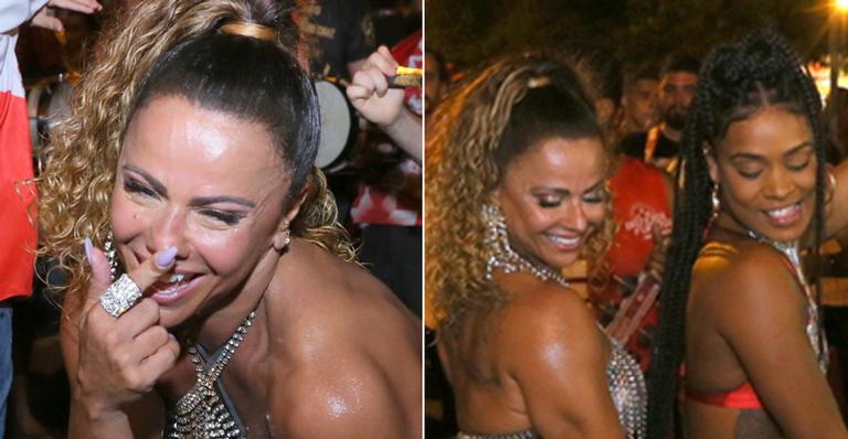 Viviane Araújo encontra MC Rebecca e faz duelo de bumbuns em ensaio de rua