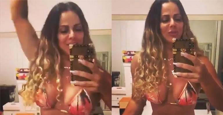 Viviane Araújo samba com biquíni mínimo antes do Carnaval