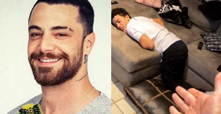 Felipe Titto mostra momento raro com o filho e se preocupa: ”O que tá acontecendo?”