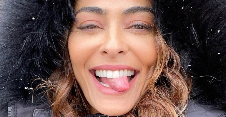 Juliana Paes encara neve e curte piscina só de biquíni com os filhos