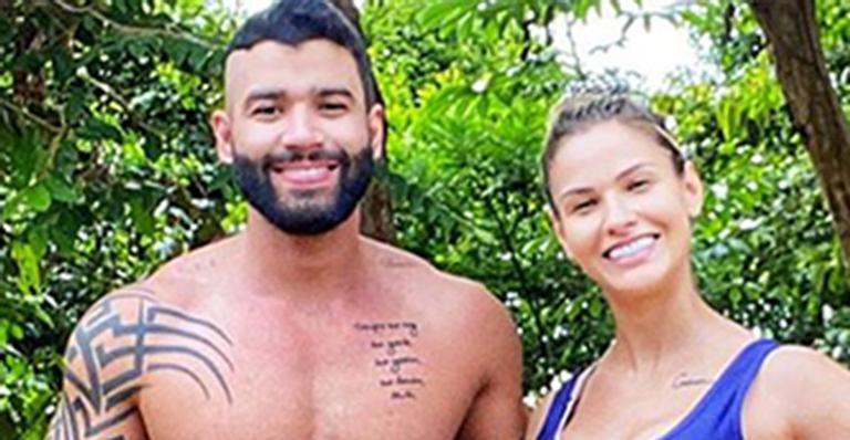 Gusttavo Lima e Andressa Suita exibem corpos sarados em exercício