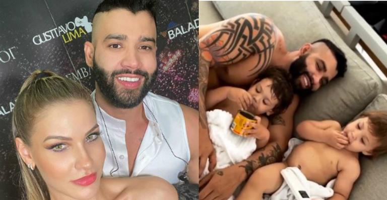 Papai coruja! Andressa Suita derrete web com momento de chamego entre os filhos e Gusttavo Lima