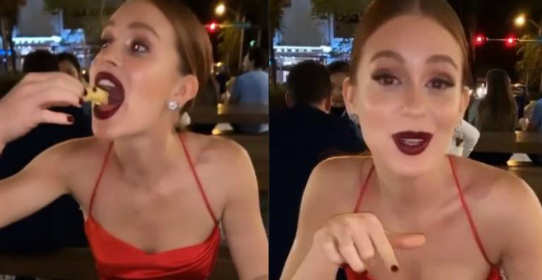 Marina Ruy Barbosa dispensa dieta em noite de gala e devora hambúrguer