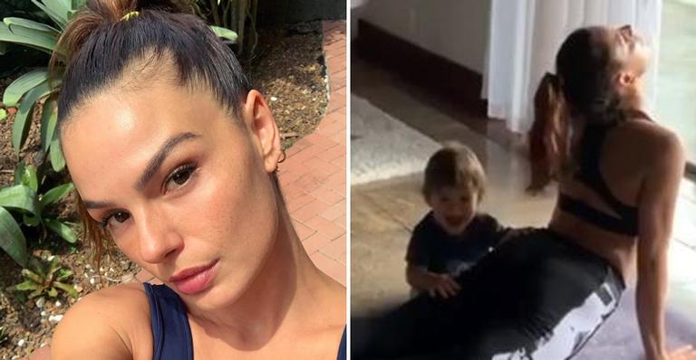 Fofura! Isis Valverde flagra reação fofa de Rael ao vê-la praticando ioga: ”Melhor prática do mundo”