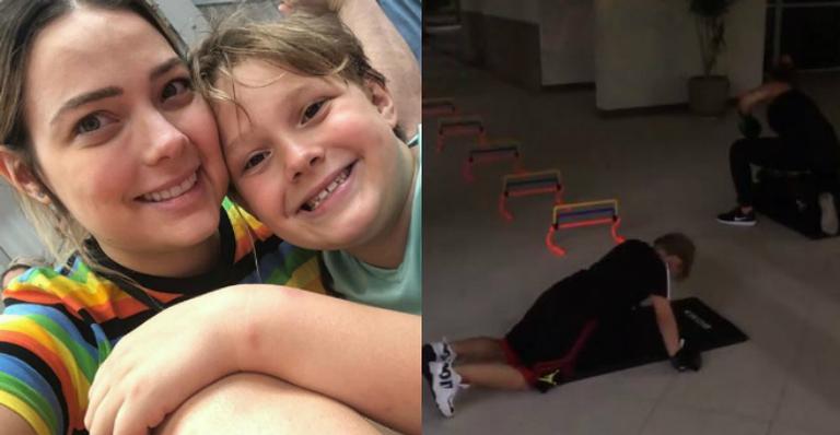 Carol Dantas leva Davi Lucca para treinar e momento diverte web: ”Tal mãe tal filho”