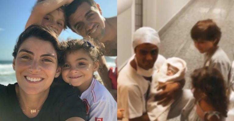 Felipe Simas mostra alegria dos filhos ao conhecerem recém-nascido e revela rostinho do bebê