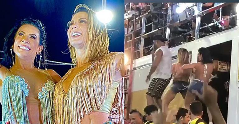 Scheila Carvalho e Sheila Mello se reencontram em show e rebolam de shortinho jeans em cima do palco