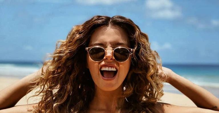 Giovanna Lancellotti se refresca em piscina ao se despedir de sua viagem: ‘Doida pra voltar’