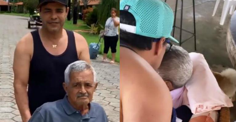 Zezé di Camargo faz churrasquinho especial e curte o dia com o pai após internação