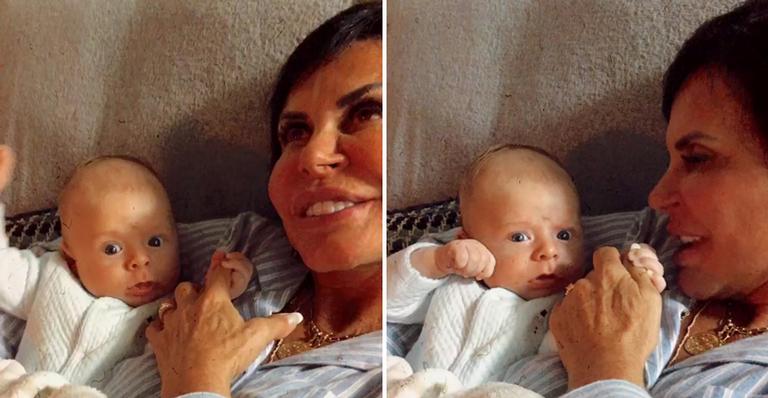 Thammy Miranda registra interação fofa de Gretchen com o neto Bento: ”No colo da vovó”