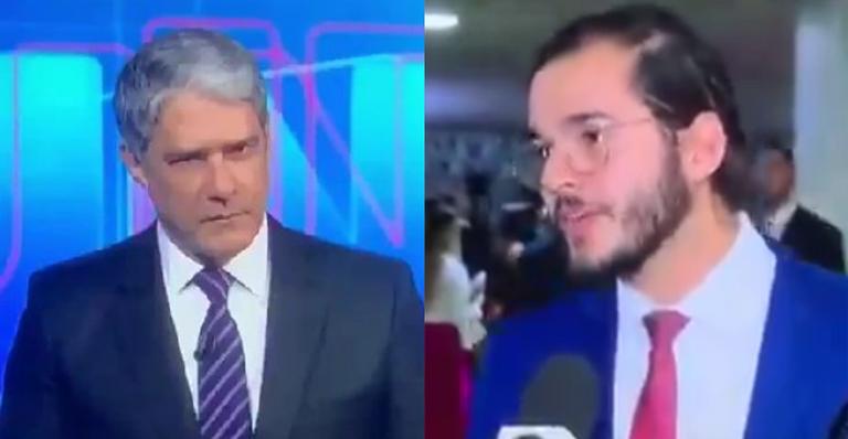 Namorado de Fátima Bernardes surge no JN e reação de William Bonner vira piada
