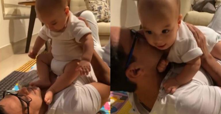 Avô e neto! Zezé di Camargo paparica muito filho de Camilla Camargo e derrete fãs com momento