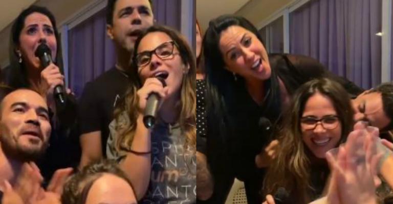 Wanessa Camargo e Graciele Lacerda se divertem juntas em noite de karaokê