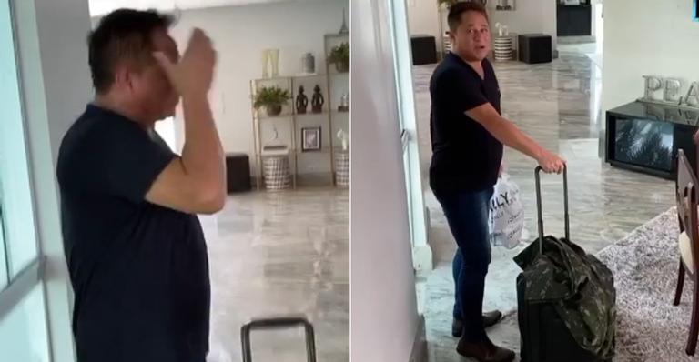 Leonardo é flagrado pela esposa saindo de casa: ”Só porque estou de TPM”