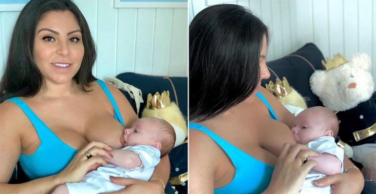 Esposa de Thammy Miranda revela forte conexão com o filho ao amamentar: ”Sinto medo de ele largar o peito”
