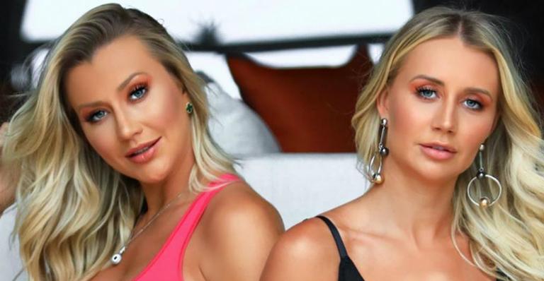 Ana Paula Siebert posa só de lingerie com a irmã e ostenta barrigão de sete meses: ”Dois bebês”