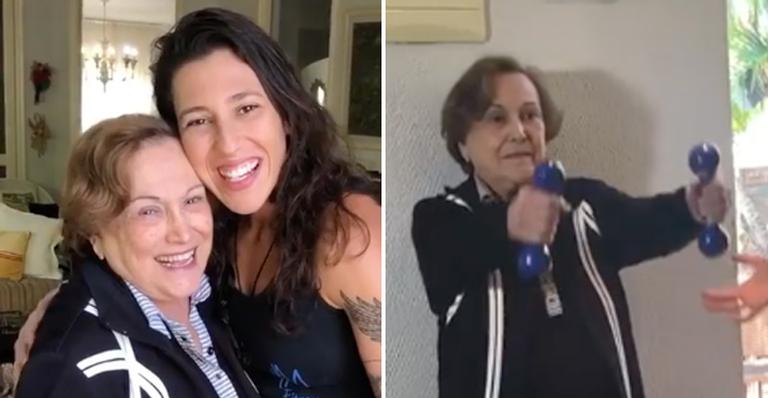 Em isolamento, Nicette Bruno encara rotina fitness com a neta: ”Treino para a terceira idade”