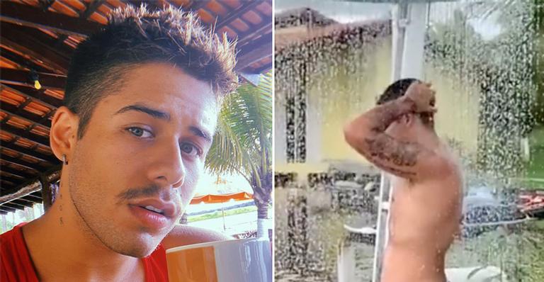 De sunga, Zé Felipe sensualiza ao tomar ducha e eleva a temperatura das redes: ”Que gostoso”