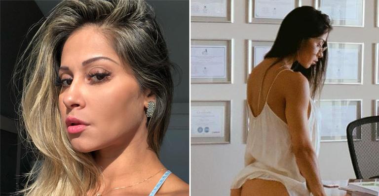 Mayra Cardi empina o bumbum e revela técnica para seduzir Arthur Aguiar: ”Dica pra pegar o marido”