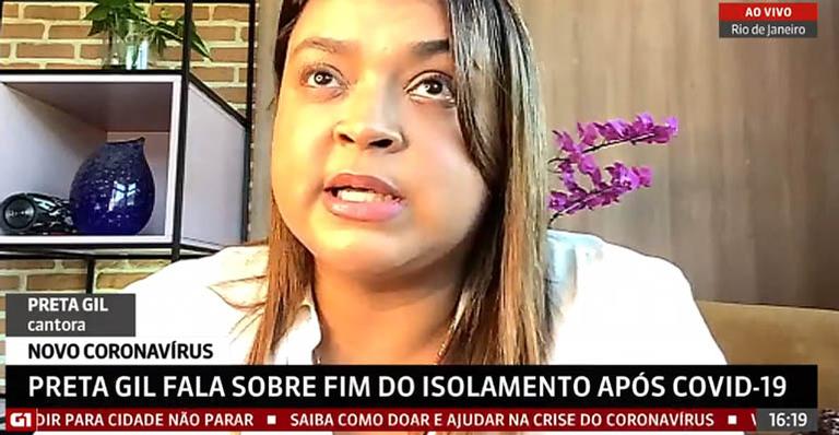Preta Gil se emociona em telejornal ao falar da luta contra o coronavírus: ”A gente tem muito medo de morrer”