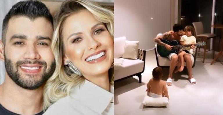 Andressa Suita comove fãs ao flagrar show íntimo de Gusttavo Lima para os filhos