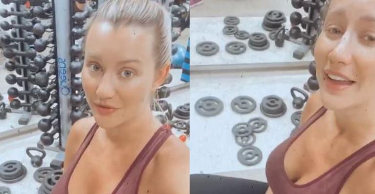 No oitavo mês, Ana Paula Siebert deixa barrigão no limite à mostra durante exercícios