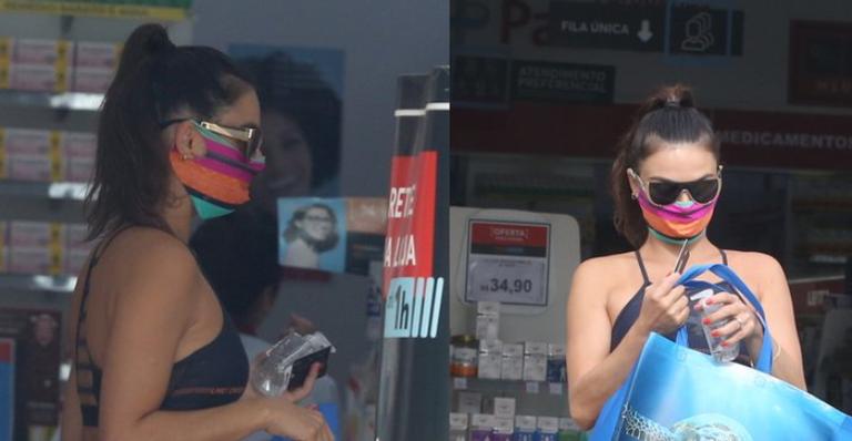 Coronavírus: Isis Valverde surge de máscara durante compras em farmácia