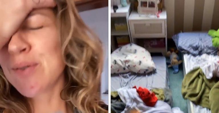 Cuidando de três, Luana Piovani se desespera ao mostrar a casa bagunçada: ”Não aguento mais”