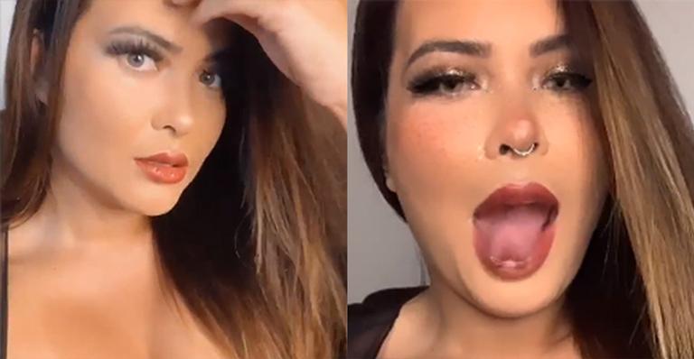 Em momento apimentado, Geisy Arruda faz caras e bocas com lingerie de oncinha