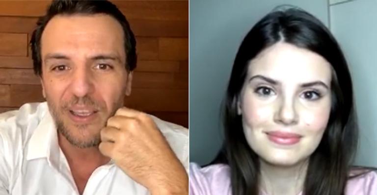 Camila Queiroz relembra cenas picantes com Rodrigo Lombardi e agradece: ”Ele me cobria”