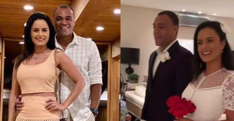 Em cerimônia peculiar, Luciele di Camargo e Denilson renovam votos de casamento durante quarentena