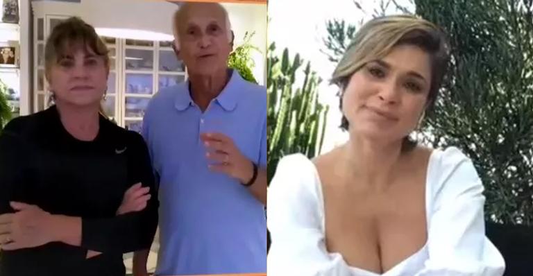 Afastados devido à quarentena, Flávia Alessandra chora ao ver os pais no ‘Encontro’: ”Muita saudade”