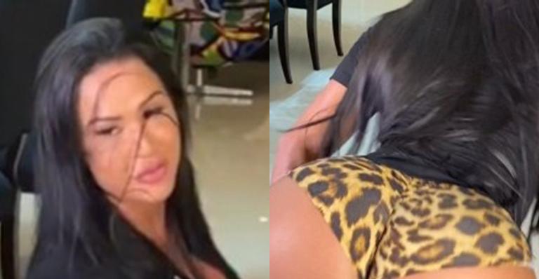 Gracyanne Barbosa se empolga, shortinho some e ela exibe bumbum duraço: “Um escândalo”